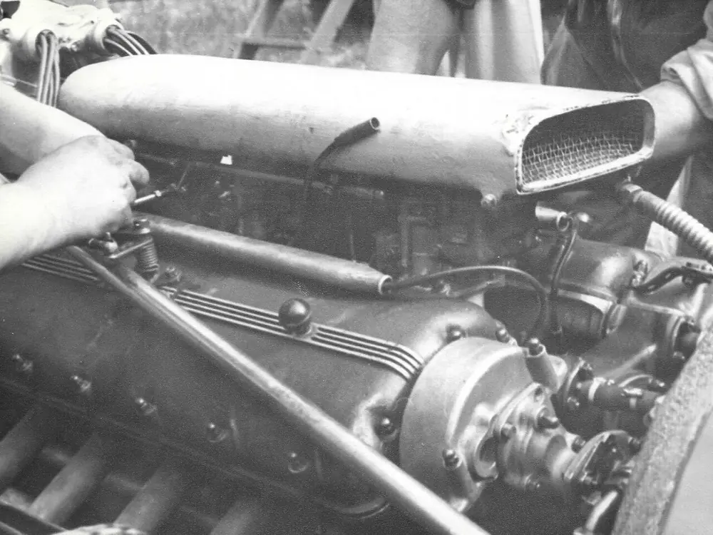 Close-up of a high-performance V8 sports car engine