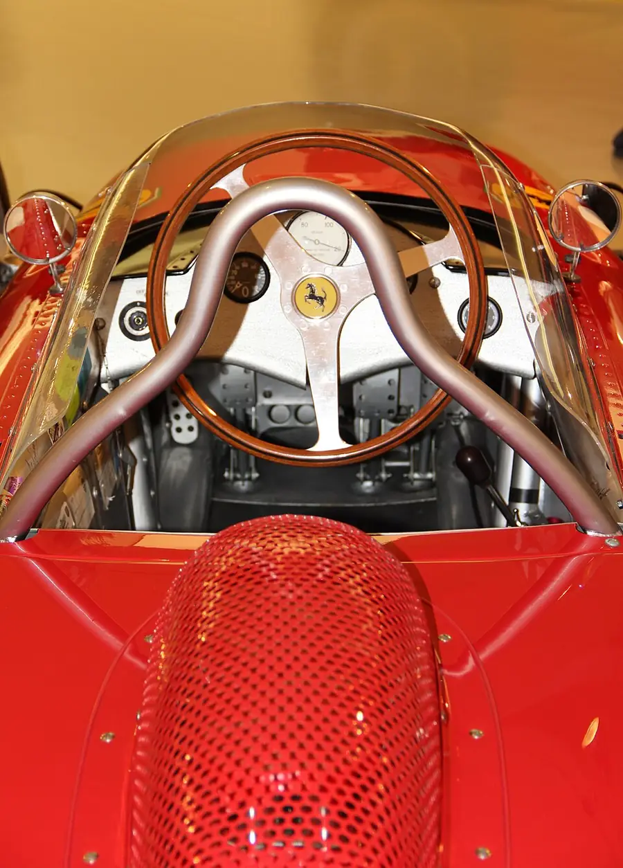 Interior of the Ferrari Museum in Maranello with historic road and racing cars on display